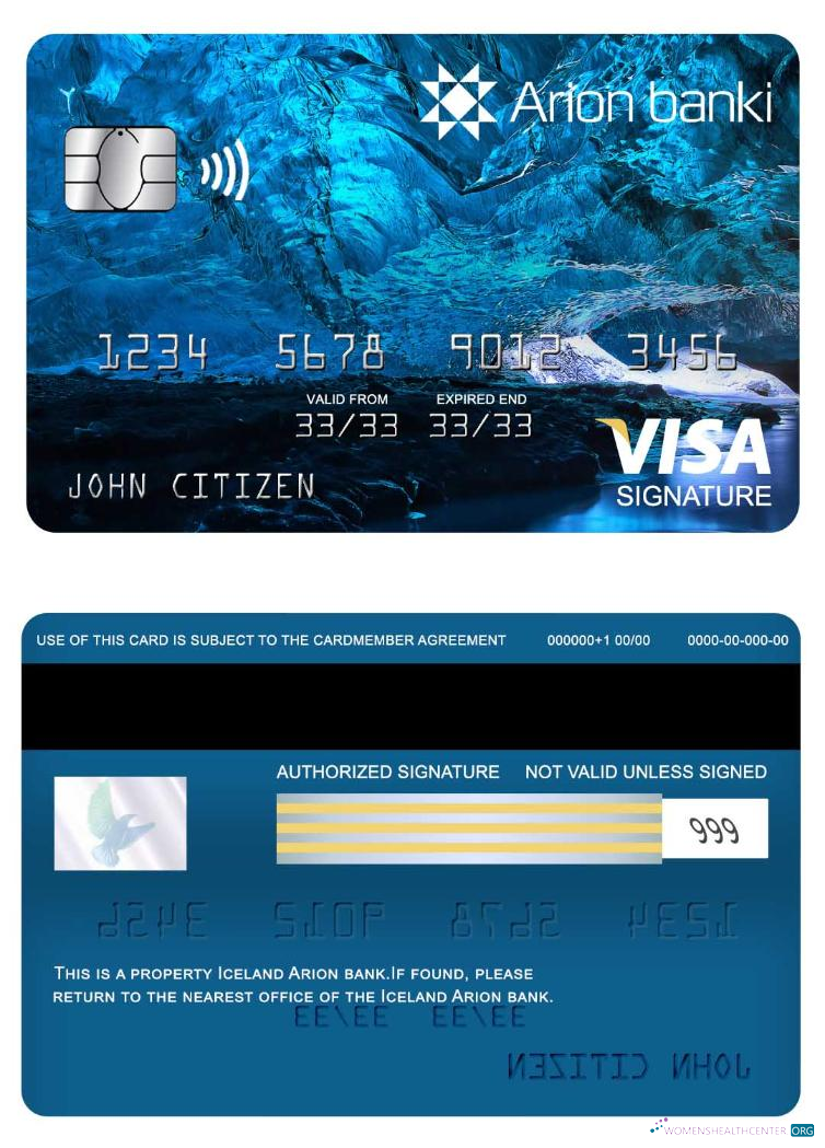 Download Iceland Arion visa signature card Photoshop template